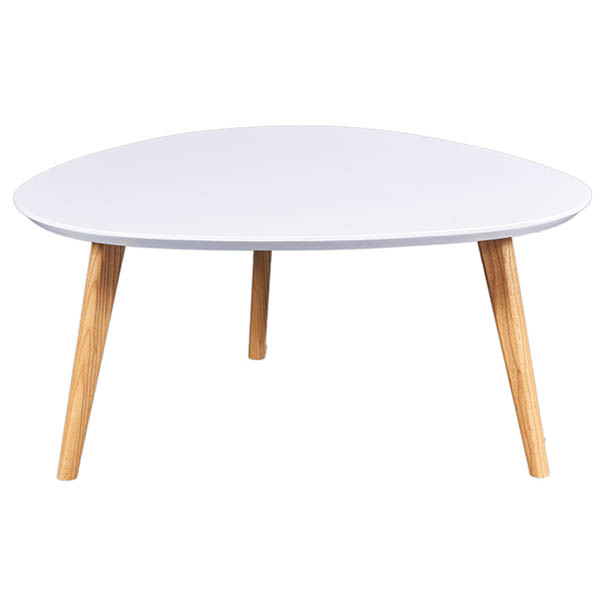 FAS1 White Glossy Top Coffee Table with Wood Legs